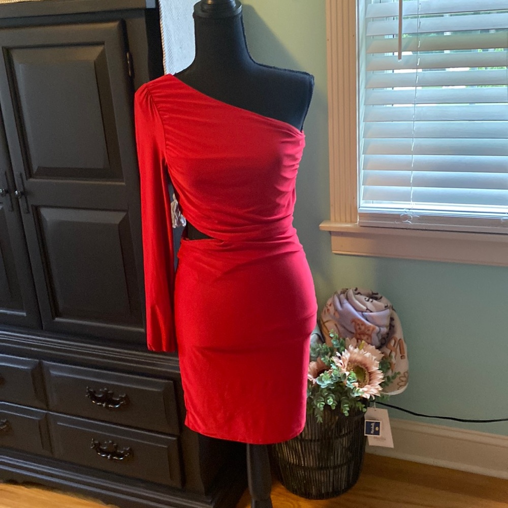 NWT Red One shoulder Dress